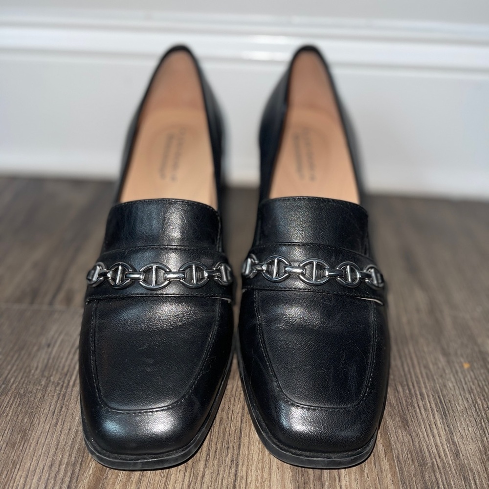 Alex Marie Farin Loafer Pump Shoes Women's Size 9.5 M Black Leather Slip On